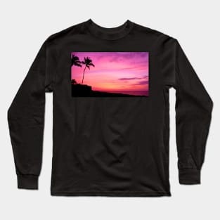 Tropical Palm Tree Silhouette and Sunset Long Sleeve T-Shirt